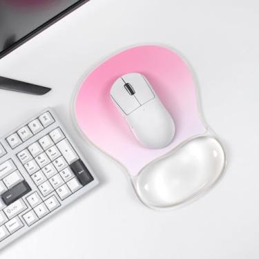 Imagem de Mouse pad com descanso de pulso em gel – Suporte ergonômico para mousepad transparente, base antiderrapante para digitação no teclado, alívio da dor/laptop/desktop
