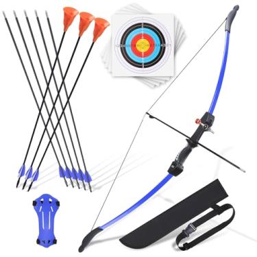 Imagem de crazymouse Arco E Flecha Para Adolescentes, Iniciantes E Adultos, Kit De Arco Longo Com 8 Flechas, 5 Alvos, Arco Recurvo Para Arco E Flecha, Jogos De Quintal, Presente Para Esportes Ao Ar Livre (Co