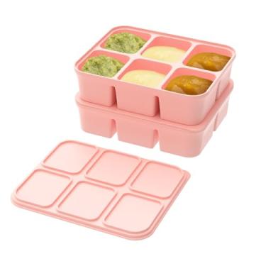 Imagem de Pacote com 2 bandejas grandes de cubos de gelo para uísque, formas grandes empilháveis de silicone para freezer de 5 cm e máquina de cubos de gelo quadrada de fácil liberação com tampa removível para