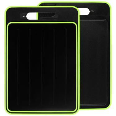 Imagem de KHZSPP Tábua de descongelamento 4 em 1 com bandeja de descongelamento, afiador, ralador, tábua de corte dupla face para descongelamento rápido de carne e alimentos 24 x 36 cm (tamanho grande, preto)