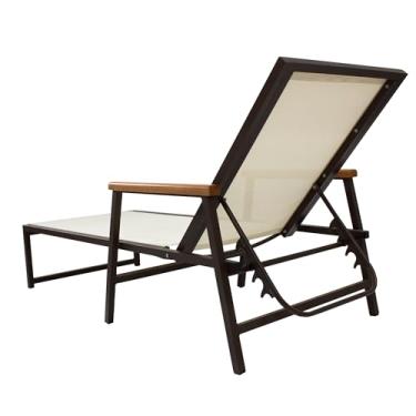 Imagem de Espreguiçadeira Frésia com Braços Tela Sling e Aluminio - Branca