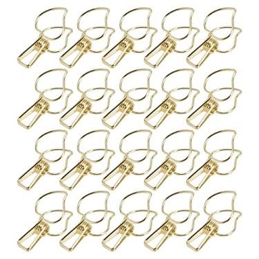 Imagem de Clipes de mola ocos fortes, clipes de pasta de metal multiuso para organizar documentos, certificados de roupas, material de ferro 3.5x1.7cm, 20 peças (Ouro)