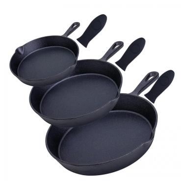 Imagem de Bruntmor Conjunto de 3 Frigideiras de Ferro Fundido Pré Preparada