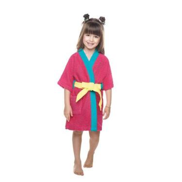 Imagem de Roupão Infantil Felpudo Quimono P Colorê Lepper, Rosa