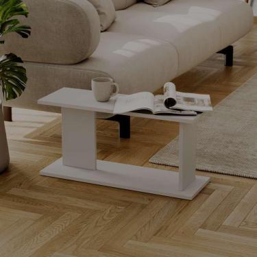 Imagem de Mesa de Apoio Livn Branca 30x25x65cm para Sala e Quarto