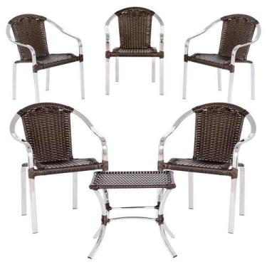 Imagem de Jogo De 5 Cadeiras De Aluminio Tóquio Mais 1 Mesa Baixa Para Area Exte
