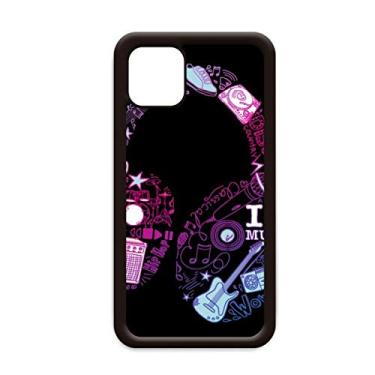 Imagem de Fone de ouvido azul rosa padrão música para iPhone 12 Pro Max capa para Apple Mini Mobile Case Shell