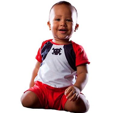 Imagem de Fantasia de Pirata pra Bebê Macacão Curto e Lenço Halloween Infantil M 3-6 Meses