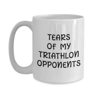 Imagem de Caneca de café com lágrimas de triatlo oponentes, xícara de café com humor de triatlo, caneca de café com brincadeiras de triatlo, caneca de café para entusiastas de triatlo, ideia de presente de aniversário de Natal (425 g)