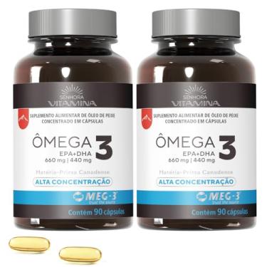 Imagem de Ômega 3 do Canadá Alta Concentração EPA DHA 1.100mg Certificado MEG-3-180 cápsulas (2 potes)