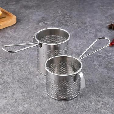 Imagem de Filtro de alimentos 1 peça Escorredor de panela quente de aço inoxidável com gancho filtro de macarrão filtro peneira de malha colher para batatas fritas massas ferramentas de cozinha (cor: estilo 2)