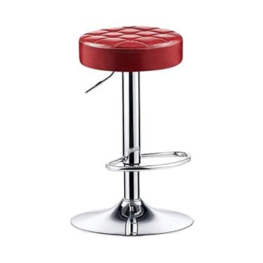 Imagem de Bancos de bar 60-80cm cadeira alta elevável cadeira de bar de caixa europeia cadeira de jantar cadeira de alavanca giratória cadeira de couro PU cadeiras de bar (cor: rojo)