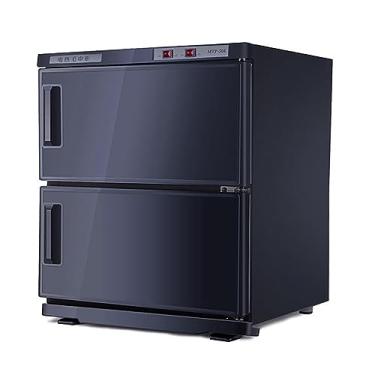 Imagem de Aquecedor de toalha quente pessoal armário de aço inoxidável interior hotel casa dupla camada termostática toalha vaporizador para salão spa facial grande capacidade 50L, preto, 52 * 45 * 39 cm