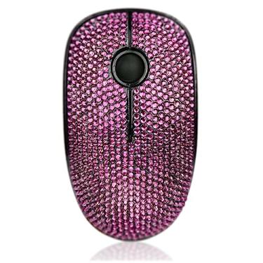 Imagem de Mouse sem fio Bling Dazzling 2.4G coberto com strass de diamante de cristal para laptop, notebook, PC, computador, MacBook, ótima ideia de presente para ela - roxo claro