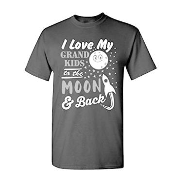 Imagem de Camiseta adulta I Love My Grand Kids to The Moon and Back Funny Humor DT, Preto, P