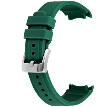 Imagem de YISIWERA Pulseira de relógio premium Crafter silicone com pontas curvadas universais de borracha verde 22 mm pulseira de aço inoxidável escovado fivela para homens e mulheres