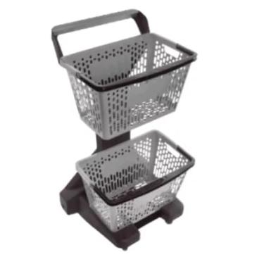 Imagem de Dellaplast HandyBasket D-100 Double - Polipropileno Reforçado, Cestas de Supermercado Mercado, Cestas de Compras (Preto/Cinza)