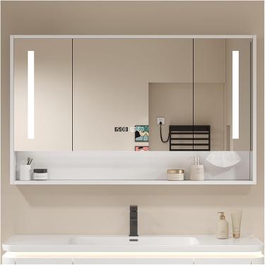 Imagem de Armário de espelho de banheiro, espelho led para banheiro, armário de parede de banheiro Armário de remédios, armário de banheiro montado na parede com espelho, espelho de banheiro com armaz