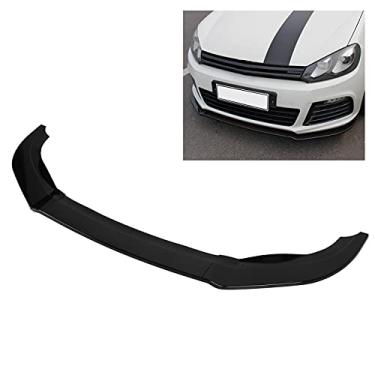 Imagem de Brilluxa 3 seções do divisor do pára-choque dianteiro, substituição do protetor do difusor do spoiler ajustável universal do carro para MK6 R R20 20092013 (Glossy Black)