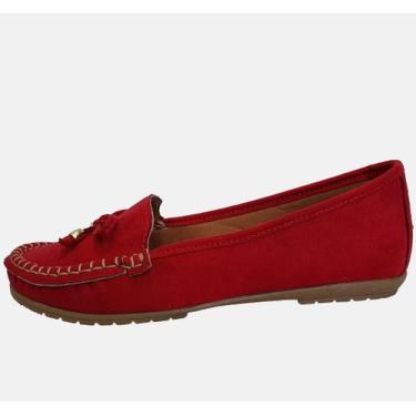 Imagem de Sapatilha Mocassim Feminino Costurado À Mão Moda Pé 2, 35, Vermelho