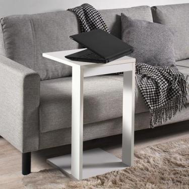 Imagem de Mesinha Lateral Branca Namur MDF Notebooks e Livros - Colomi
