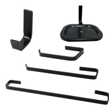 Imagem de Kit Acessorios Para Banheiro Master Preto 5 Peças Quadrado - Nitro Met