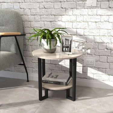 Imagem de Mesa De Canto  2 Tampos Pés Preto - Off-white - RDS