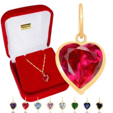 Imagem de Pingente Ouro 18k Coração Zircônia 6mm - S.Demór Joias, Vermelho rubi