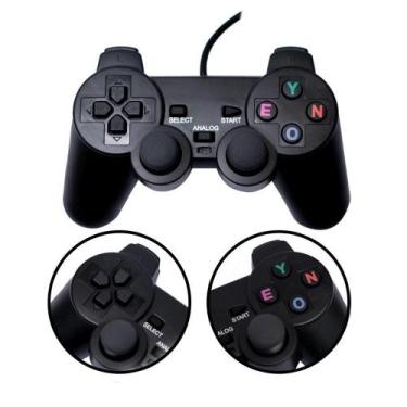 Imagem de Kit 2 Controles Jogos Ps2 Com Fio Manete Resistente A Quedas - Ps Tech