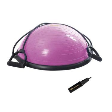 Imagem de Meia bola bosu Gold Sports Power com bomba e alças, Único, Rosa, Úniss