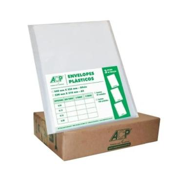 Imagem de Caixa Com 500 Envelopes Plástico Ofício 4 Furos Fino 0.06mm - ACP