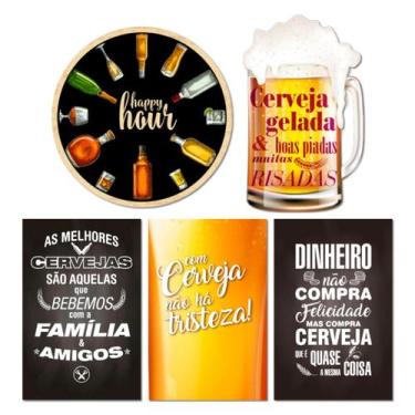 Imagem de Kit 5 Placas Decorativas Com Frases Bar Cervejas Bebidas - Art Print