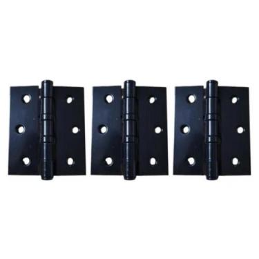 Imagem de Kit C/03 Dobradiça Rolamento Para Porta 3 X 2,5 Preta - Cia do Puxador