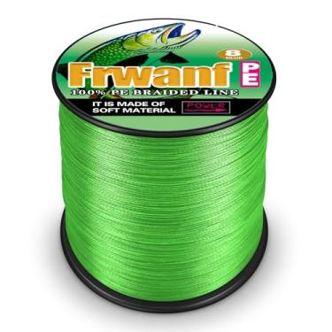 Imagem de FRWANF Linha de pesca trançada de 8 fios - sem desbotamento - elasticidade zero - baixa memória, 0,1-1 mm/2,7-136 kg/100-2000 m pesca marítima, pesca lago, pesca em rio, água salgada, linha de pesca em fibra UHMWPE 36 kg-547 metros