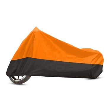 Imagem de A ABSOPRO Capa de motocicleta para todas as estações à prova d'água à prova de poeira capa de chuva para motocicleta ao ar livre 190T XL laranja preto para Harley Dyna Low Rider Super Wide Glide item