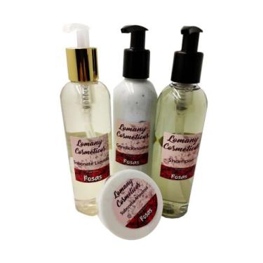Imagem de Sabonete Barra 85gr/Liq/Shampoo/Cond Artesanal 250 ML Rosas - BD Net C