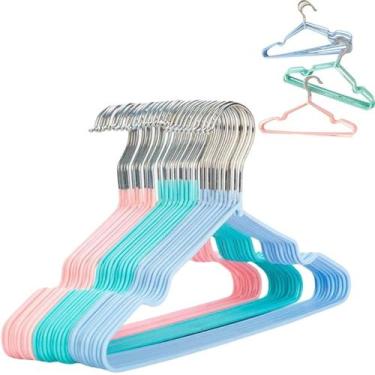 Imagem de Conjunto Kit 5 Cabides Emborrachado Antiderrapante 40cm de Metal Perfe