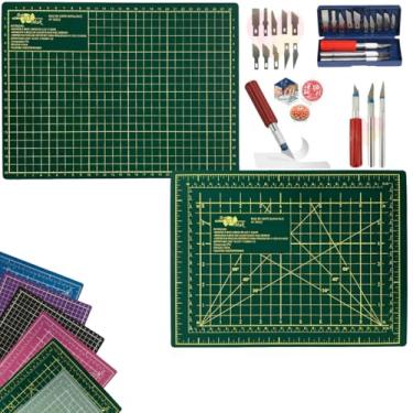 Imagem de Base de Corte A4 30cm x 22cm Dupla Face Multiuso AutoCura Estilete Precisão 13 Laminas Artesanato Patchwork Scrapbook (Verde)