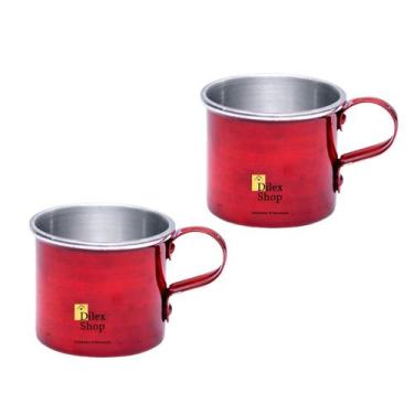 Imagem de Kit 2 Canecas Coloridas Xícaras Retrô Em Alumínio Café Chá - DI ALUMÍN