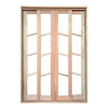 Imagem de Porta Balcão de Correr de Madeira Padrão Cedro Diagonal Reto Esquadria