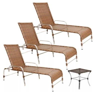 Imagem de 3 Espreguiçadeiras e Mesa para Piscina, Área, Varanda Trama Original, 