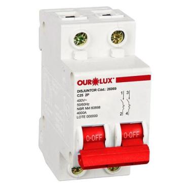 Imagem de Disjuntor DIN Curva C Bipolar 25A Ourolux