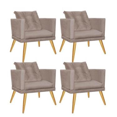 Imagem de Kit 04 Poltrona Cadeira Milena Confort Com almofada Sala Recepção Escr