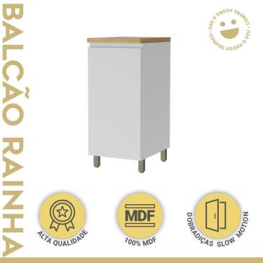 Imagem de Balcão 1 Porta Nesher Rainha 40cm 100% Mdf Branco/Marrom