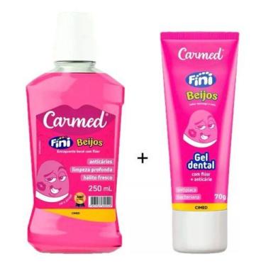 Imagem de Kit Pasta De Dente + Enxaguante Bucal Carmed Fini Beijos