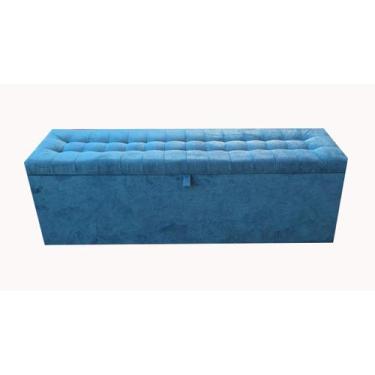 Imagem de Recamier puff baú para cama box queen size - 1,58cm - azul aço - NEGRO