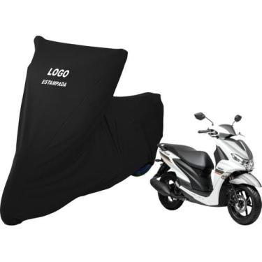 Imagem de Capa De Tecido Para Cobrir Moto Yamaha Fluo 125  Com Logo - Mz, Preta