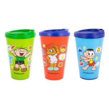 Imagem de Kit 3 Copos Bucks Turma da Mônica Cebolinha Jeremias Cascão