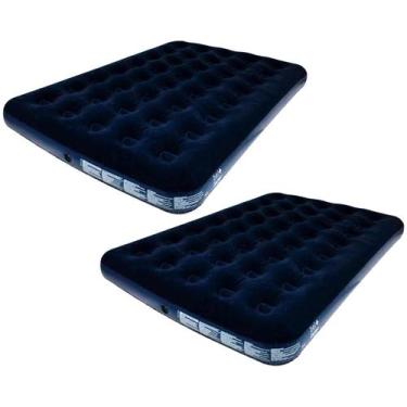 Imagem de 2x Colchão de Ar Inflável de Casal Com Vinil Aveludado Confortável Res