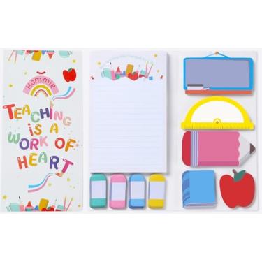Imagem de Hommie Conjunto de notas adesivas, Teaching is A Work of Heart Divider Planner Sticky Note Teacher Apreciation Gift para material escolar, material bíblico, notas de livro de escritório
